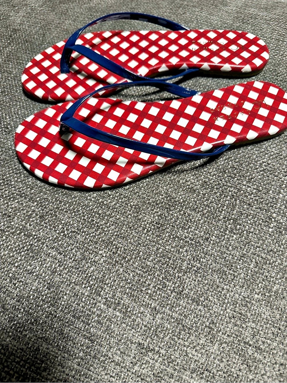 Lauren Ralph Lauren Gingham Flip Flops Red & Blue US 6M